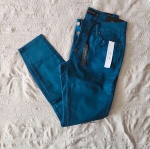 Tahari Teal Button Fly Skinny Jeans Size 8/29